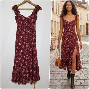 Reformation Burgundy Floral Midi Dress